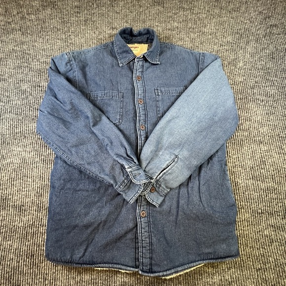 Wrangler Authentics Sherpa Lined Denim Shirt Jacket Men's Medium Blue Jean - Picture 2 of 14